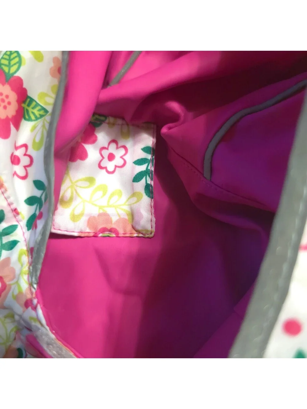 Good2Go Floral Print Dog Raincoat with Hood, Pink and White